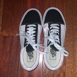 Black and Pink Platform Checkered Vans